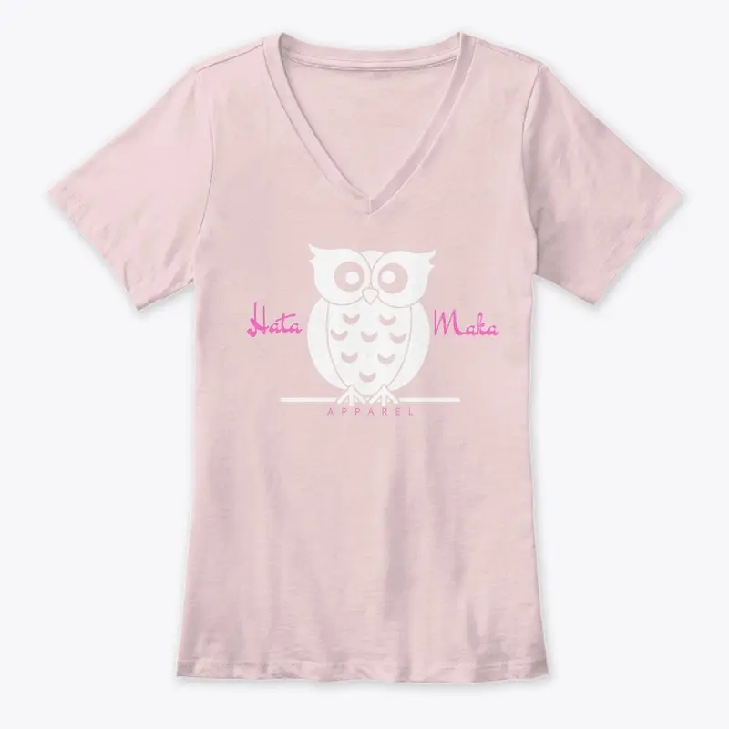 Hata Maka V-Neck (Pink & White Logo)